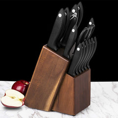 Knife Set 15-Piece Kitchen Knife Set with Sharpener Wooden Block