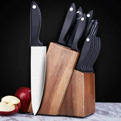 Knife Set 15-Piece Kitchen Knife Set with Sharpener Wooden Block
