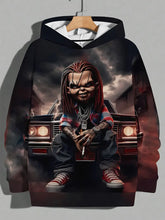 Men's 3D Halloween Print Hoodie - Casual Long Sleeve Sweatshirt, Polyester Blended, Machine Washable - Adult and Teen Models - Medium Elastic Fabric - Perfect Choice for Autumn and Winter