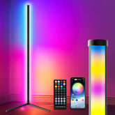 LED Corner Floor Lamp for Living Room, Adjustable RGB Color Changing Lamp with Remote and App Control