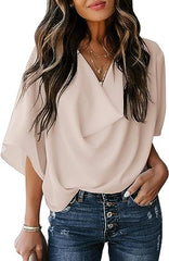 Womens Blouses and Tops Short Sleeve Chiffon Shirts