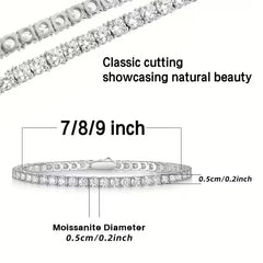 S925 5mm Sterling Silvery Moissanite Tennis Bracelet - Brilliant Cut