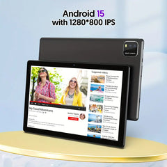 Latest Android 15 Tablets Computer, 10.1 Inch Quad-core, 12GB (3+9 Virtual)RAM, 64GB ROM, 1280*800IPS, Supports 1TB Micro SD Card Insertion, Stereo Speaker