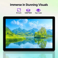 Latest Android 15 Tablets Computer, 10.1 Inch Quad-core, 12GB (3+9 Virtual)RAM, 64GB ROM, 1280*800IPS, Supports 1TB Micro SD Card Insertion, Stereo Speaker