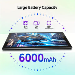 Latest Android 15 Tablets Computer, 10.1 Inch Quad-core, 12GB (3+9 Virtual)RAM, 64GB ROM, 1280*800IPS, Supports 1TB Micro SD Card Insertion, Stereo Speaker