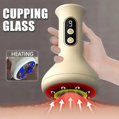 USB Charging- Smart 9-speed Adjustable Cupping Massager, Home Electric Cupping and Gua Sha Massager 1200mAh Battery Life, Whole Body Vacuum Cupping Tool with Heating Function, Comes with 8 Steel Balls, Holiday Gifts
