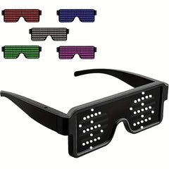 LED Light up Glasses, USB Rechargeable 11 Patterns Multi-Color Glow in the Dark Luminous Glasses for Halloween, Christmas, Costume Party, Music festival, Birthday Party