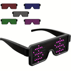 LED Light up Glasses, USB Rechargeable 11 Patterns Multi-Color Glow in the Dark Luminous Glasses for Halloween, Christmas, Costume Party, Music festival, Birthday Party