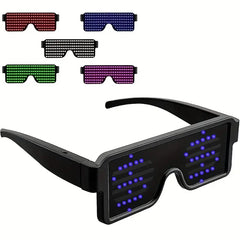 LED Light up Glasses, USB Rechargeable 11 Patterns Multi-Color Glow in the Dark Luminous Glasses for Halloween, Christmas, Costume Party, Music festival, Birthday Party