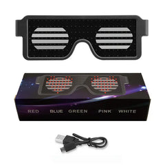 LED Light up Glasses, USB Rechargeable 11 Patterns Multi-Color Glow in the Dark Luminous Glasses for Halloween, Christmas, Costume Party, Music festival, Birthday Party
