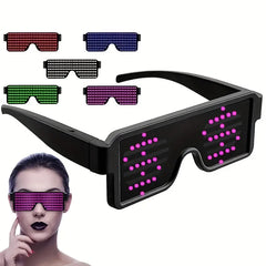 LED Light up Glasses, USB Rechargeable 11 Patterns Multi-Color Glow in the Dark Luminous Glasses for Halloween, Christmas, Costume Party, Music festival, Birthday Party