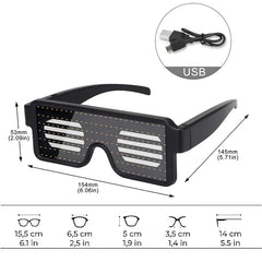LED Light up Glasses, USB Rechargeable 11 Patterns Multi-Color Glow in the Dark Luminous Glasses for Halloween, Christmas, Costume Party, Music festival, Birthday Party