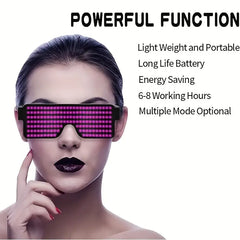 LED Light up Glasses, USB Rechargeable 11 Patterns Multi-Color Glow in the Dark Luminous Glasses for Halloween, Christmas, Costume Party, Music festival, Birthday Party