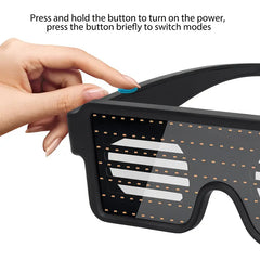 LED Light up Glasses, USB Rechargeable 11 Patterns Multi-Color Glow in the Dark Luminous Glasses for Halloween, Christmas, Costume Party, Music festival, Birthday Party