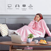 Hoodie Sherpa Wearable Blanket Sweatshirt with Deep Pockets and Sleeves