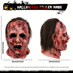 1pc Realistic Blood-Covered Horror Jason Voorhees/Freddy Krueger-Inspired Latex Mask - Funky Horror Face with Bloody Eyes, Nose, Mouth & Expressive Design