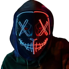 1pc LED Halloween Mask - Motion Sensor, Neon Glow, Sound-Activated Lighting, PVC Horror Face Mask for Adults/Teens, Compatible with Halloween, Haunted Houses, Clubs, Festive Celebration, Glowing Effect, Highquality Lighting, Event Attendees