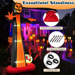 Goplus 12 FT Inflatable Grim Reaper Ghost, Large Halloween Inflatables with Built-in LED Lights and Scary Skull, Blow up Ghost Decoration for Outdoor Garden, Yard and Lawn