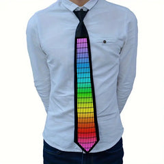 Voice-Controlled EL Luminous Tie – Innovative and Unique Creative Wear, Perfect for Festivals, Nightclubs, and Party Performances (Excludes 2 AAA Batteries)
