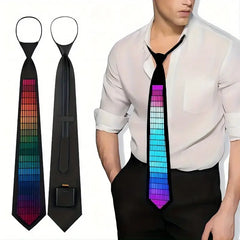 Voice-Controlled EL Luminous Tie – Innovative and Unique Creative Wear, Perfect for Festivals, Nightclubs, and Party Performances (Excludes 2 AAA Batteries)
