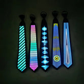 Voice-Controlled EL Luminous Tie – Innovative and Unique Creative Wear, Perfect for Festivals, Nightclubs, and Party Performances (Excludes 2 AAA Batteries)