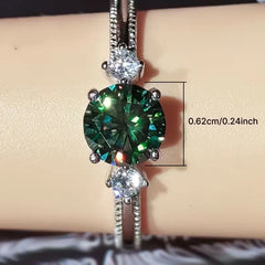 Elegant 18K Golden Plated Moissanite Ring with Sparkling Green Stone - 1 Carat