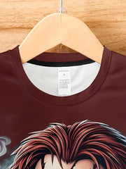 Men'S 3D Printed Black Short-Sleeve T-Shirt - Casual Crew Neck, Slight Stretch Fabric with Cartoon Character Graphic, Perfect for Casual Attire, Novelty Tshirt | Playful Design | Quality Print Finish