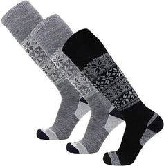 3Packs Alpaca Ski Socks – Men Warm Wool Sock, Women Skiing & For Snowboarding