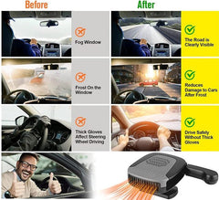 Car Heater That Plugs Cigarette Lighter 2 in 1 Fast Heating Defrost Defogger Hand-Held Adjustable 360 Degree