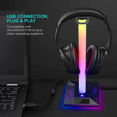 Headset Stand with 3.5mm AUX and 2 USB Ports, Headphone Holder PC Gaming