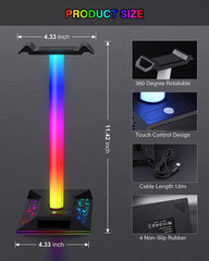 Headset Stand with 3.5mm AUX and 2 USB Ports, Headphone Holder PC Gaming