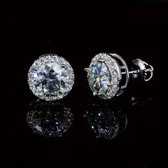 Pair of 2 carat VVS1 Moissanite Stud Earrings - Mature Style, 925