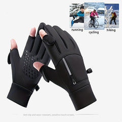 Outdoor Cycling Fingerless Gloves, Riding Gloves, Winter Cycling Fingerless Gloves, Autumn And Winter Sports Cycling Windproof, Anti-Slip Gloves, Touchscreen Cycling Gloves, Flip Gloves for Cycling, Fleece-Lined Durable Warm Outdoor Gloves