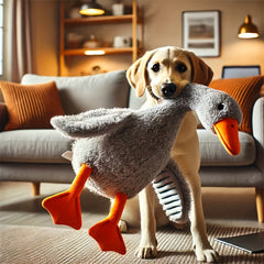 1pc Soft Plush Duck Dog Toy - Interactive Chew Toy with Orange Beak & Feet, Durable Polyester, Ideal for Medium to Large Breeds, Perfect for Indoor Play & Energy Release, Indoor Play Toy | Cartoon Duck Design | Durable Dog Toy, Dog Toys