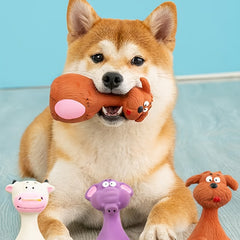 1 Durable Bite-Resistant Squeaky Latex Toy - Cute Cartoon Dog Chew Toy with Bone Shape, Vibrant Colors & Durable Details for Daily Play, Training, Holiday Celebrations - Essential Pet Fun, Without Battery