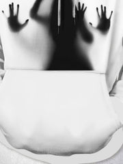 Men's 3D Illusion Hooded Sweatshirt with Black Hand Print & White Hoodie - Kangaroo Pocket, Full-Zip-like Effect Casual Pullover, Machine Washable Winter Sweater Jacket for Casual Attire (Animal Pattern) - Ideal Gift