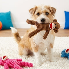 Squeaky Plush Monkey Dog Toy Durable Chew Toy for All Size Dogs, Interactive Indoor Play, Fetch & Teething Relief