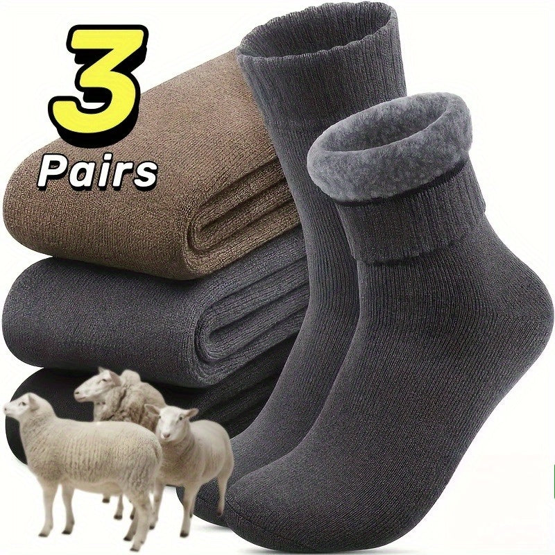 3 Pairs of Thick Winter Snow Socks for Men, Soft Plush Warm Socks, a Gift for Husband, Father, Or Boyfriend, Item in European Size (39-45) And US Size 9-11.
