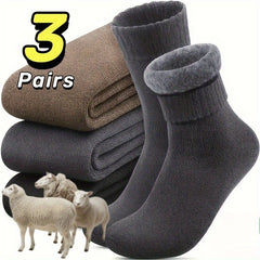 3 Pairs of Thick Winter Snow Socks for Men, Soft Plush Warm Socks, a Gift for Husband, Father, Or Boyfriend, Item in European Size (39-45) And US Size 9-11.