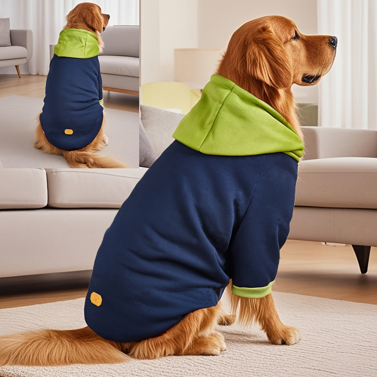 Classical minimalism Dog hoodie with a hat for Large Breeds - Comfy Homewear Onesie with Elastic Cuffs, Machine Washable Spring/Summer Sweatshirt for Labradors & Rottweilers, Comfortable Petwear
