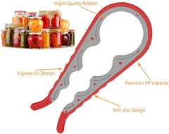 Jar Opener, 5 in 1 Multi Function Bottle Opener Kit with Silicone Handle