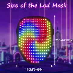 [LED Halloween Mask] LED Halloween Mask with Gesture Sensing - Transforming LED Face Mask for Men Women Costume Cosplay Party, Best for Christmas, Perfect for Thanksgiving Christmas Halloween Gift