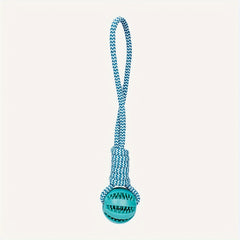 Rope Chew Toy for Dogs, Designed for Puppies, Featuring a Food-Dispensing Ball That Helps Clean Molars During Playtime.