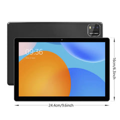 Latest Android 15 Tablet 10.1'' Quad-Core RK3562 with 12GB RAM (3+9 Virtual), 64GB ROM, 1280×800 IPS, 6000mAh, Dual Cameras 2MP+8MP, 5G WiFi6, Stereo Speakers, Supports 1TB SD. Options: Tablet Only, with Keyboard, or with Leather Case. Aluminum Alloy.