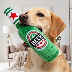 1pc Realistic Beer Bottle Shaped Squeaky Dog Toy - Durable Chewable Interactive Sound for teething Puppies & Adult Dogs, Chew-Resistant for all Breed Sizes, Non-Toxic Pet Chew Bone (for & outdoor play)