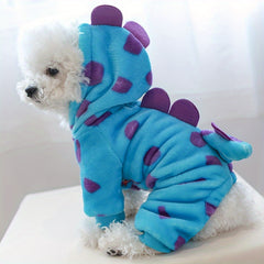 Cute Dinosaur Pajamas For Small Dogs And Cats, 4-Legged Costume, Warm Fleece Pajamas For Pets,  Size S/M/L