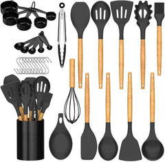 24 pcs Non-Stick Silicone Cooking Kitchen Utensils Spatula Set with Holder