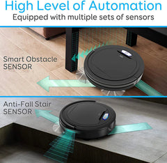 Pure Clean Robot Vacuum Cleaner & Upgraded Lithium Battery 90 Min Run Time