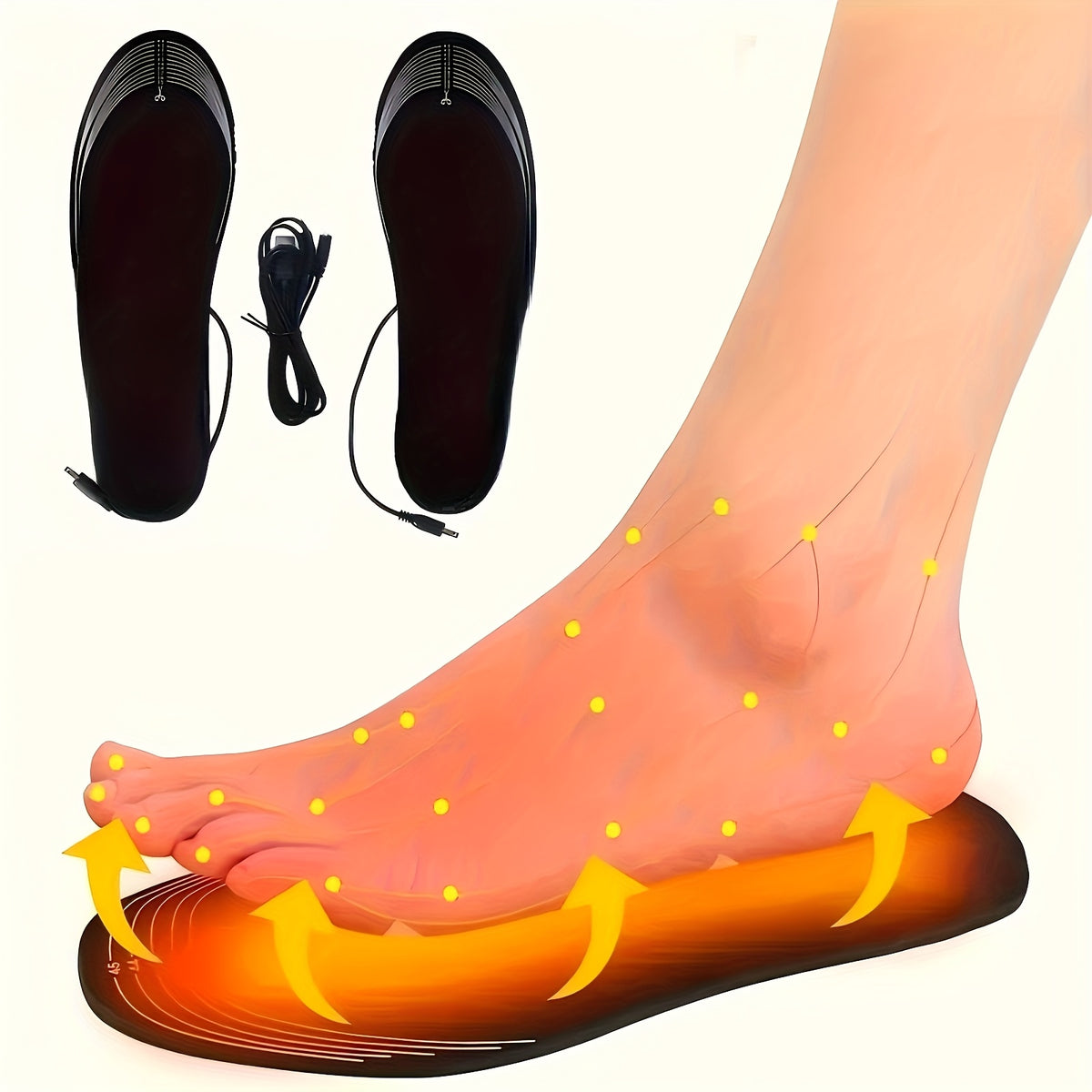 USB Foot Warmer - Adjustable Temperature Control, USB-Powered Heating Pad with Fast Heating, No Battery Needed, for Winter Shoes, Boots, Slippers - Cold Weather Foot Warmers for Men & Women, Indoor/Outdoor Use, Foot Warmers for Cold Feet, Indoor Warmth, F