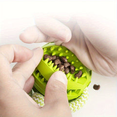 Rope Chew Toy for Dogs, Designed for Puppies, Featuring a Food-Dispensing Ball That Helps Clean Molars During Playtime.